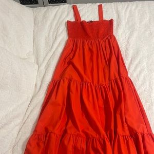 Zara Red smocked maxi dress